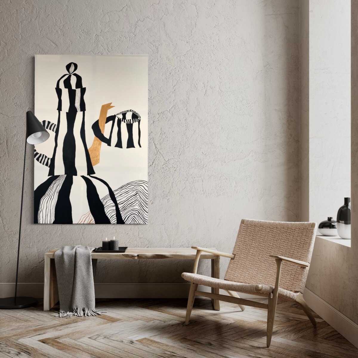 gouden arm 100x150 3d in ruimte